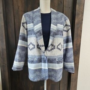 Coldwater Creek Vintage Blue Aztec Print Blazer